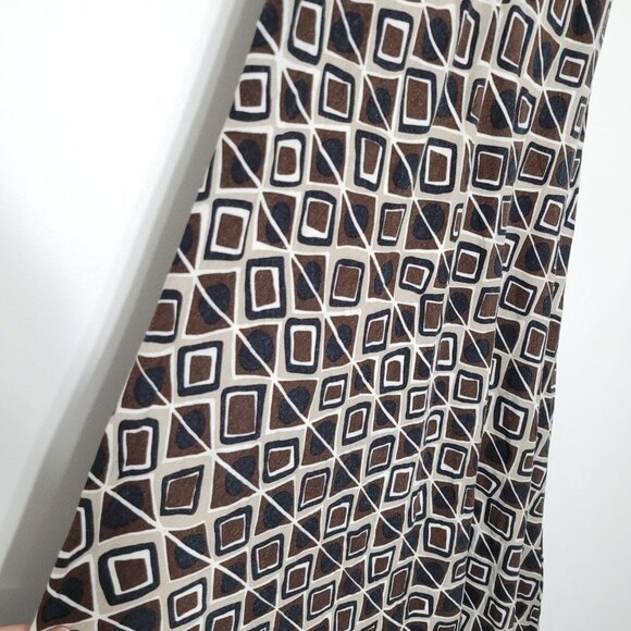 Planet Brown Geometric Print Fit and Flare Midi Dress Adjustable Spaghetti Strap - Picture 2 of 12